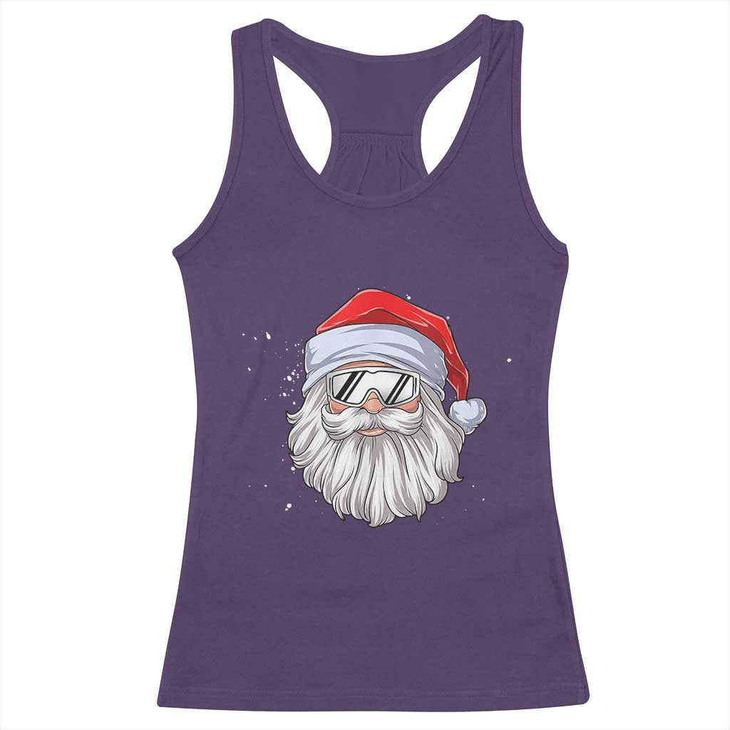 Skiing Santa Face Christmas Racerback Tank Top Retro Ski Goggles Winter Sports Skiing Gift Snowboard - Wonder Print Shop