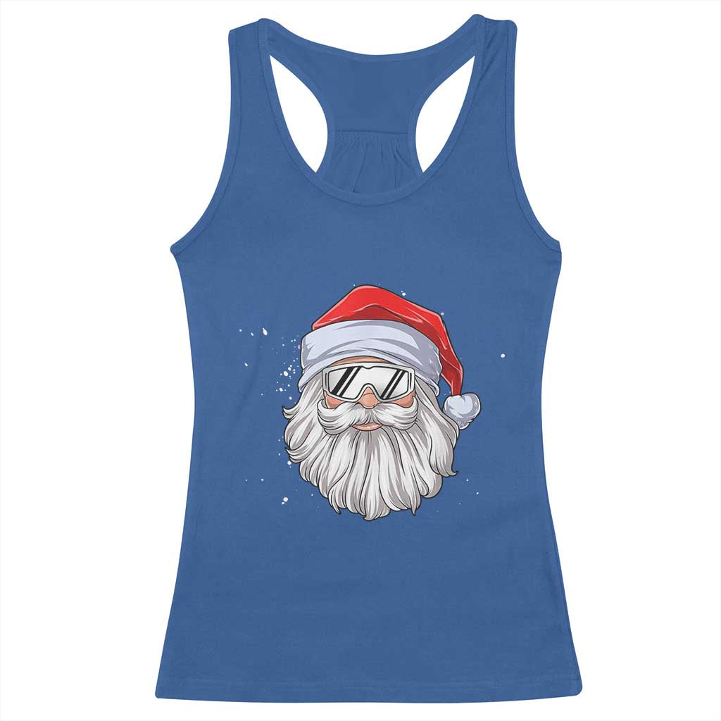 Skiing Santa Face Christmas Racerback Tank Top Retro Ski Goggles Winter Sports Skiing Gift Snowboard - Wonder Print Shop
