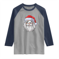 Skiing Santa Face Christmas Raglan Shirt Retro Ski Goggles Winter Sports Skiing Gift Snowboard - Wonder Print Shop