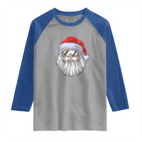 Skiing Santa Face Christmas Raglan Shirt Retro Ski Goggles Winter Sports Skiing Gift Snowboard - Wonder Print Shop