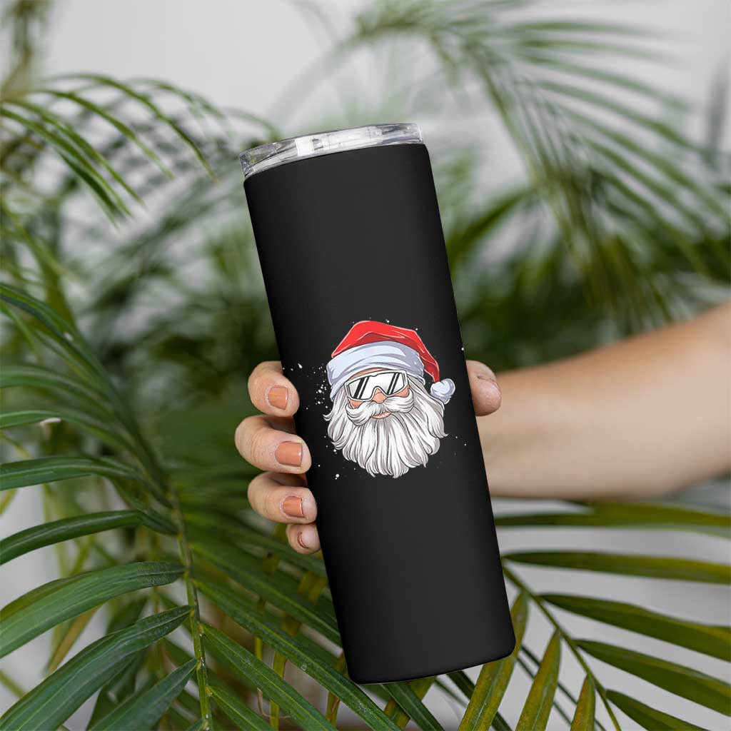 Skiing Santa Face Christmas Skinny Tumbler Retro Ski Goggles Winter Sports Skiing Gift Snowboard - Wonder Print Shop