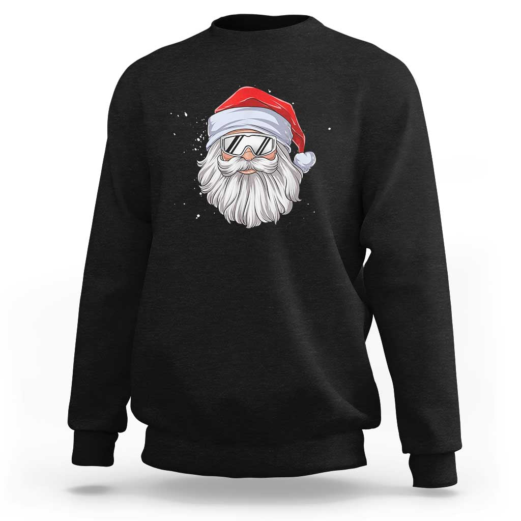 Skiing Santa Face Christmas Sweatshirt Retro Ski Goggles Winter Sports Skiing Gift Snowboard - Wonder Print Shop