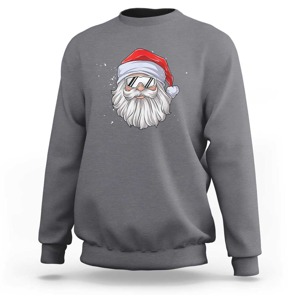 Skiing Santa Face Christmas Sweatshirt Retro Ski Goggles Winter Sports Skiing Gift Snowboard - Wonder Print Shop