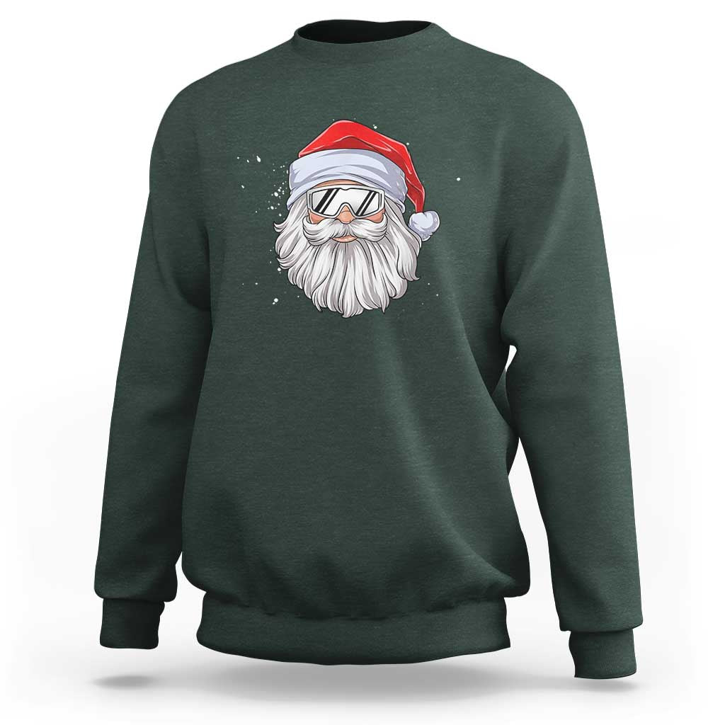 Skiing Santa Face Christmas Sweatshirt Retro Ski Goggles Winter Sports Skiing Gift Snowboard - Wonder Print Shop