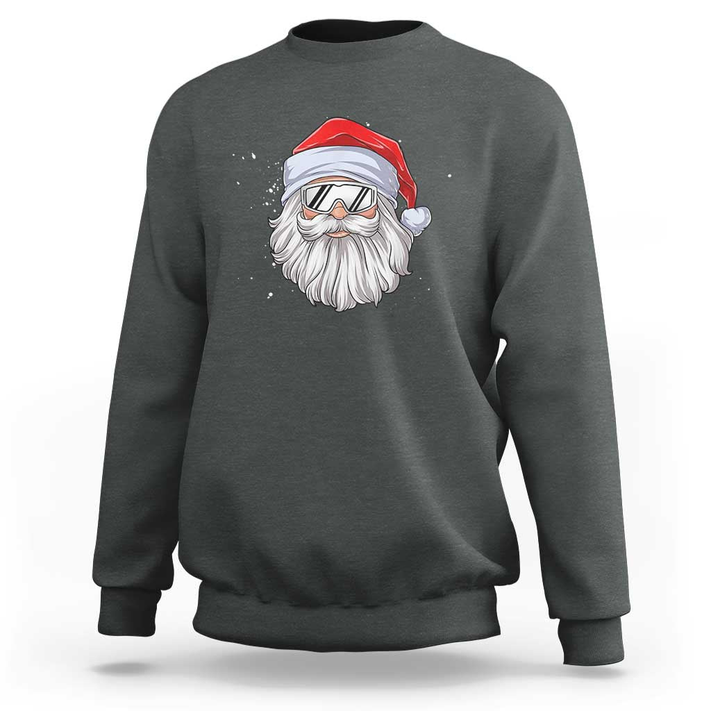 Skiing Santa Face Christmas Sweatshirt Retro Ski Goggles Winter Sports Skiing Gift Snowboard - Wonder Print Shop