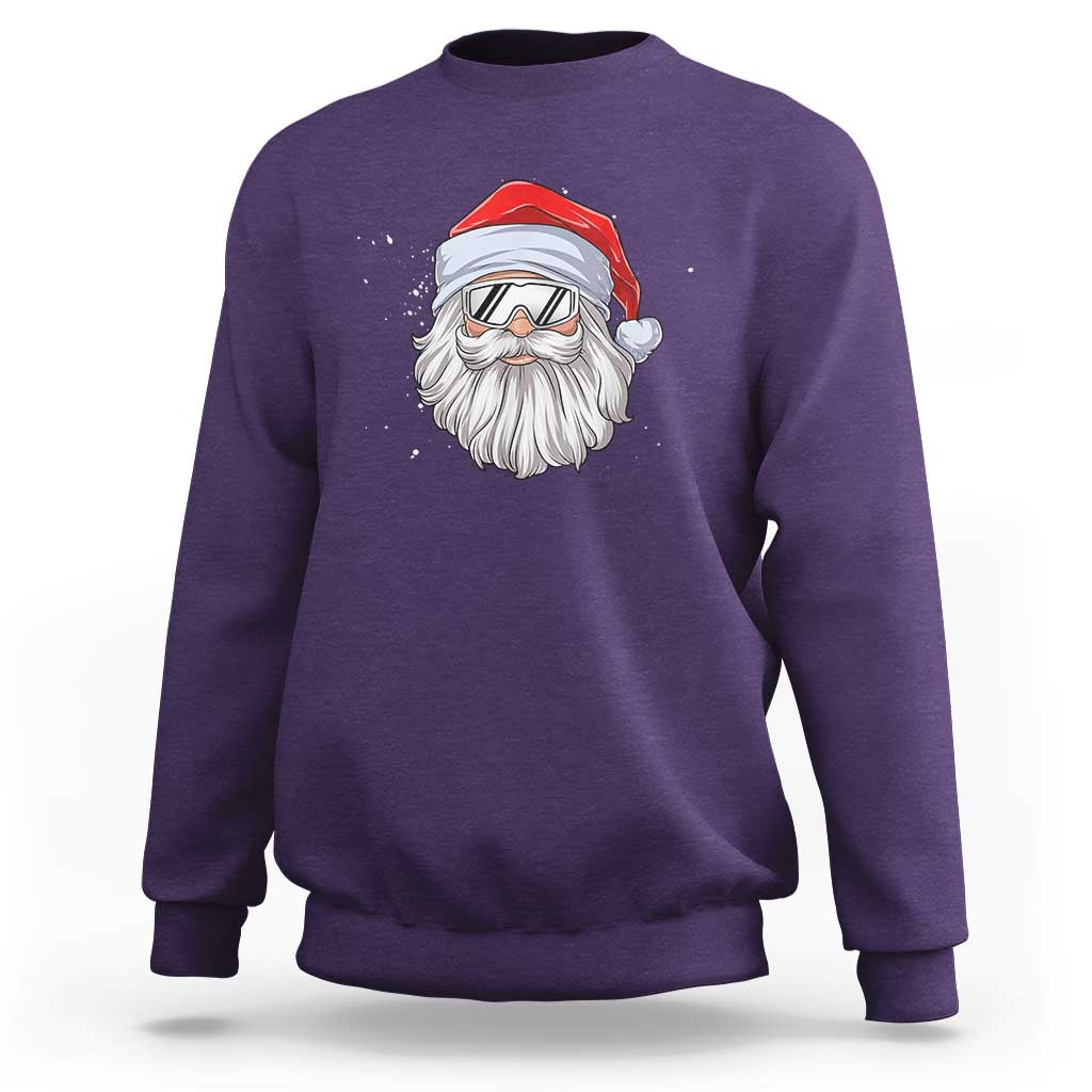 Skiing Santa Face Christmas Sweatshirt Retro Ski Goggles Winter Sports Skiing Gift Snowboard - Wonder Print Shop