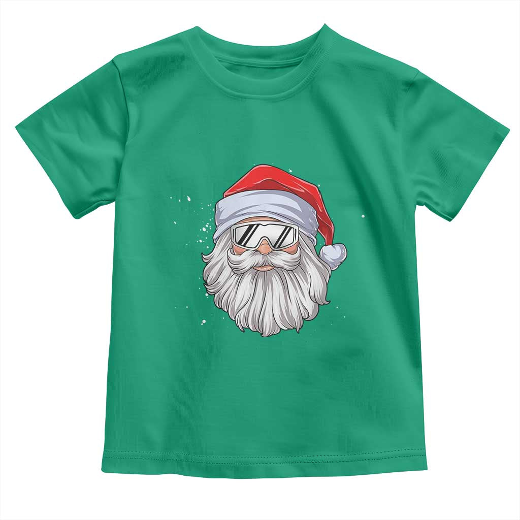 Skiing Santa Face Christmas Toddler T Shirt Retro Ski Goggles Winter Sports Skiing Gift Snowboard - Wonder Print Shop