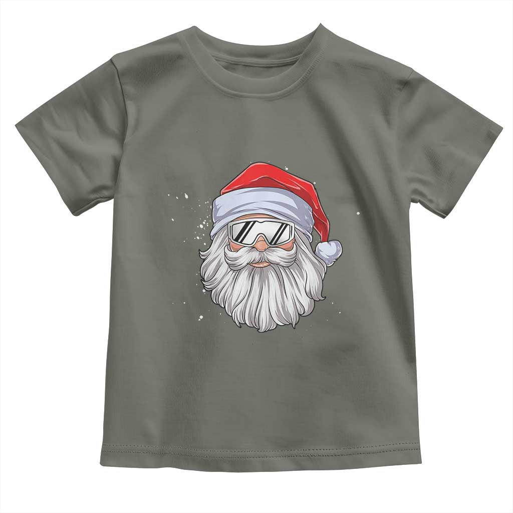 Skiing Santa Face Christmas Toddler T Shirt Retro Ski Goggles Winter Sports Skiing Gift Snowboard - Wonder Print Shop