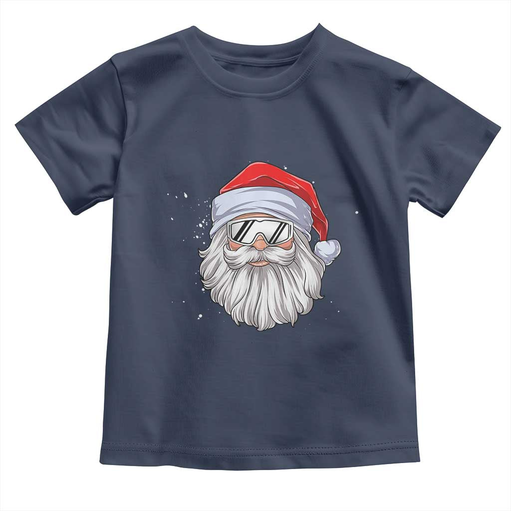 Skiing Santa Face Christmas Toddler T Shirt Retro Ski Goggles Winter Sports Skiing Gift Snowboard - Wonder Print Shop