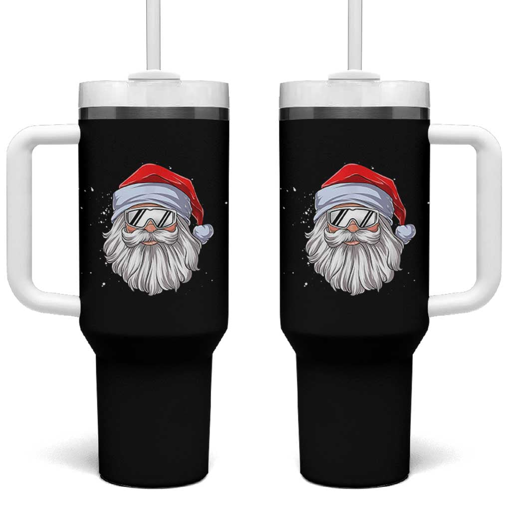 Skiing Santa Face Christmas Tumbler With Handle Retro Ski Goggles Winter Sports Skiing Gift Snowboard - Wonder Print Shop