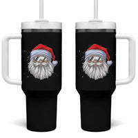 Skiing Santa Face Christmas Tumbler With Handle Retro Ski Goggles Winter Sports Skiing Gift Snowboard - Wonder Print Shop