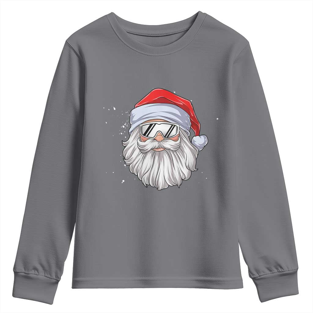 Skiing Santa Face Christmas Youth Sweatshirt Retro Ski Goggles Winter Sports Skiing Gift Snowboard - Wonder Print Shop
