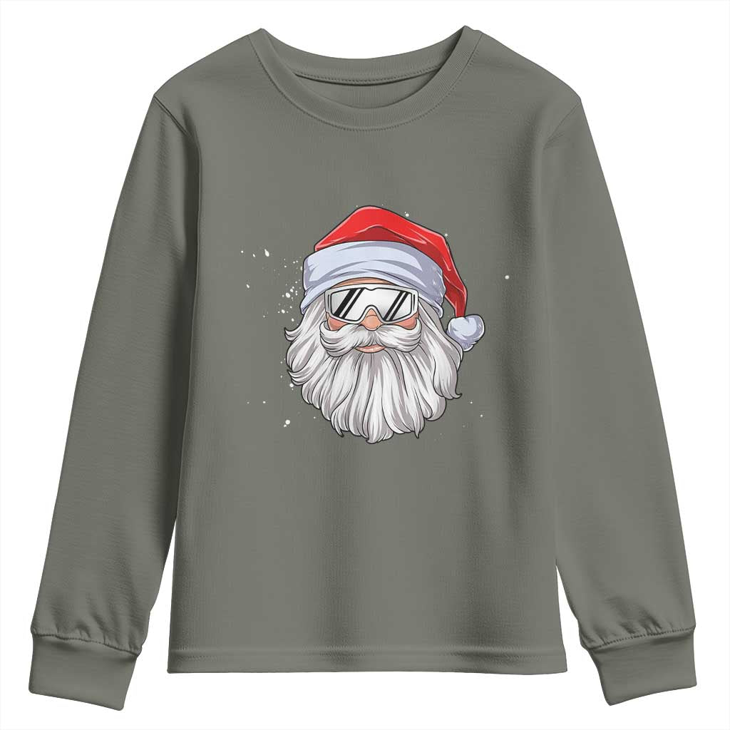 Skiing Santa Face Christmas Youth Sweatshirt Retro Ski Goggles Winter Sports Skiing Gift Snowboard - Wonder Print Shop