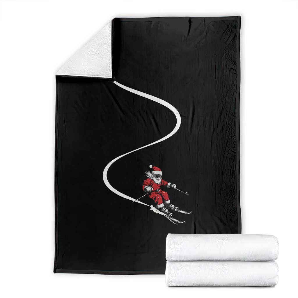 Skiing Santa Christmas Throw Blanket Retro Funny Ski Trip Freeride Freeski Winter Sports Skiers - Wonder Print Shop