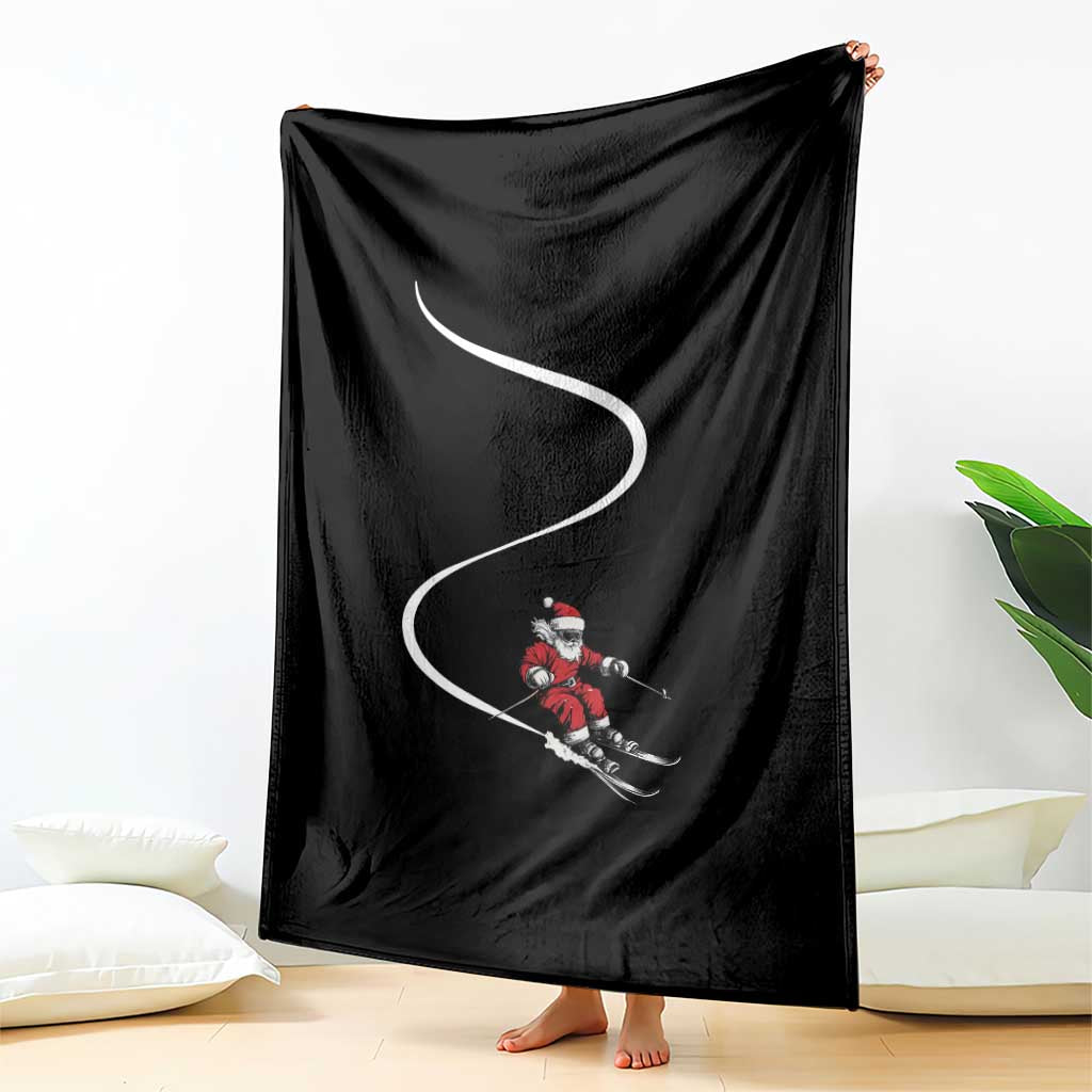 Skiing Santa Christmas Throw Blanket Retro Funny Ski Trip Freeride Freeski Winter Sports Skiers - Wonder Print Shop