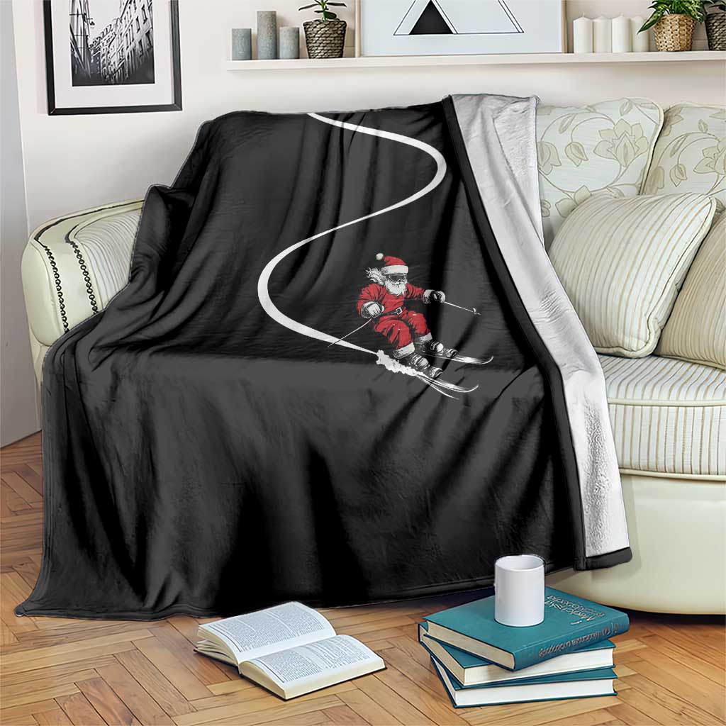Skiing Santa Christmas Throw Blanket Retro Funny Ski Trip Freeride Freeski Winter Sports Skiers - Wonder Print Shop