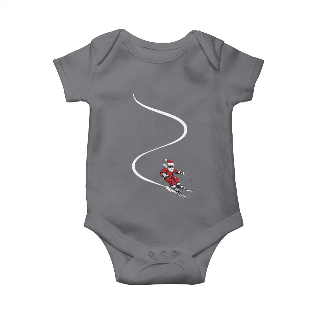 Skiing Santa Christmas Baby Onesie Retro Funny Ski Trip Freeride Freeski Winter Sports Skiers - Wonder Print Shop