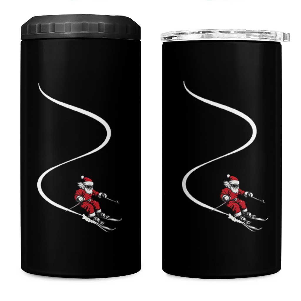 Skiing Santa Christmas 4 in 1 Can Cooler Tumbler Retro Funny Ski Trip Freeride Freeski Winter Sports Skiers - Wonder Print Shop