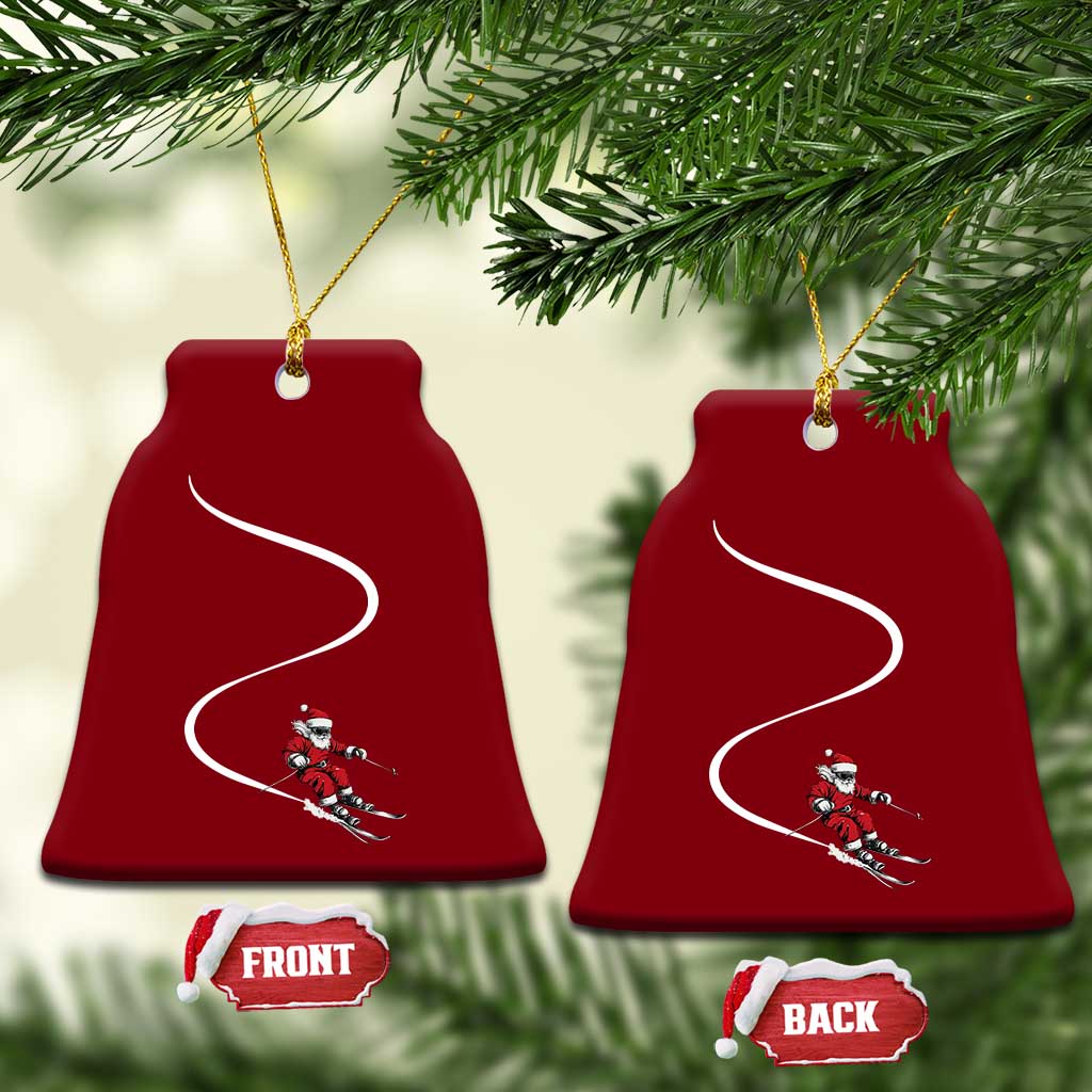 Skiing Santa Christmas Ceramic Ornament Retro Funny Ski Trip Freeride Freeski Winter Sports Skiers - Wonder Print Shop