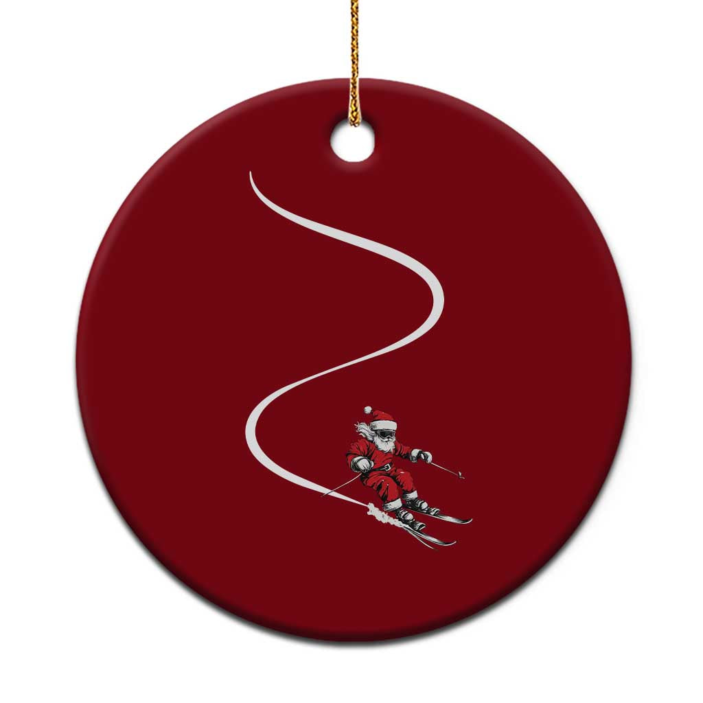 Skiing Santa Christmas Ceramic Ornament Retro Funny Ski Trip Freeride Freeski Winter Sports Skiers - Wonder Print Shop