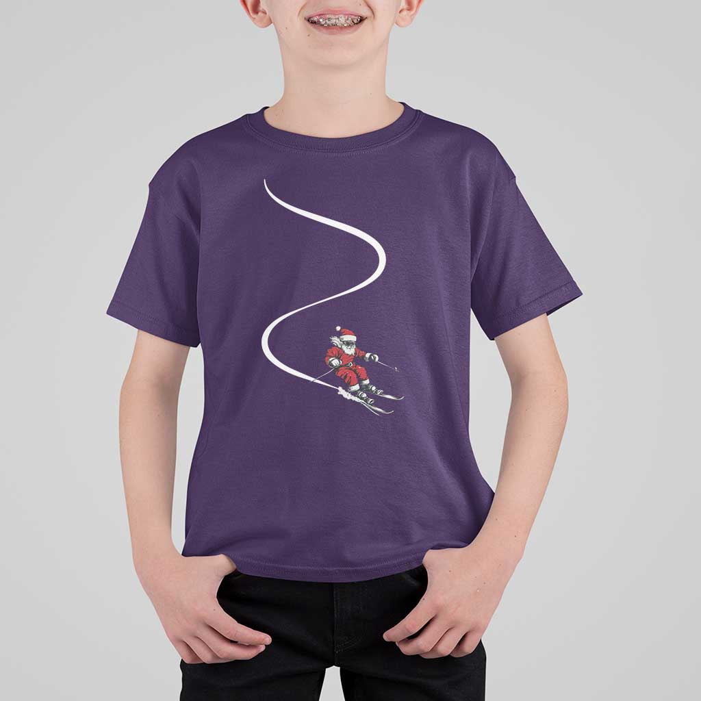 Skiing Santa Christmas T Shirt For Kid Retro Funny Ski Trip Freeride Freeski Winter Sports Skiers - Wonder Print Shop