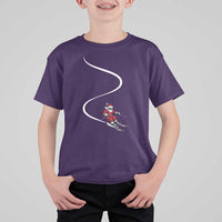 Skiing Santa Christmas T Shirt For Kid Retro Funny Ski Trip Freeride Freeski Winter Sports Skiers - Wonder Print Shop