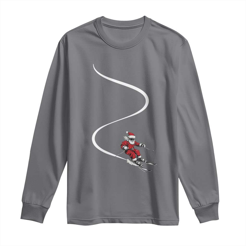 Skiing Santa Christmas Long Sleeve Shirt Retro Funny Ski Trip Freeride Freeski Winter Sports Skiers - Wonder Print Shop