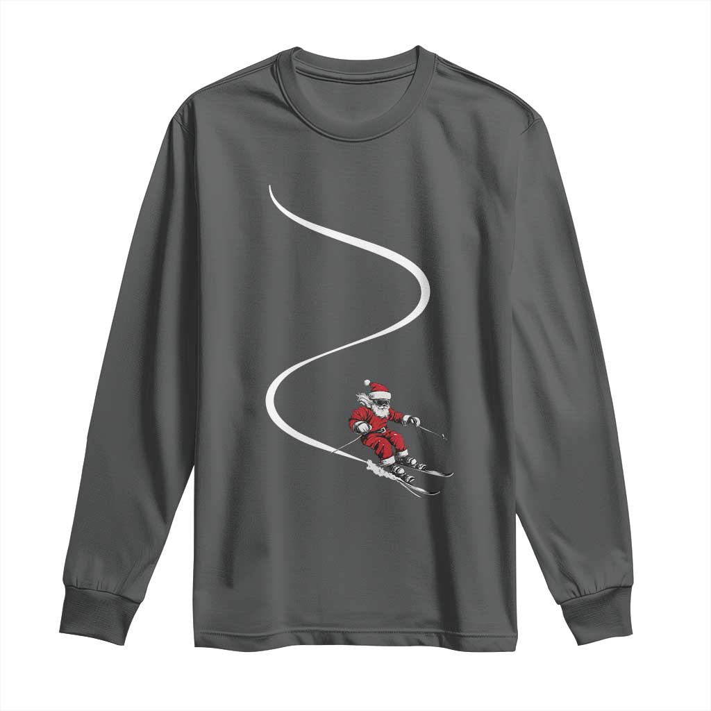 Skiing Santa Christmas Long Sleeve Shirt Retro Funny Ski Trip Freeride Freeski Winter Sports Skiers - Wonder Print Shop