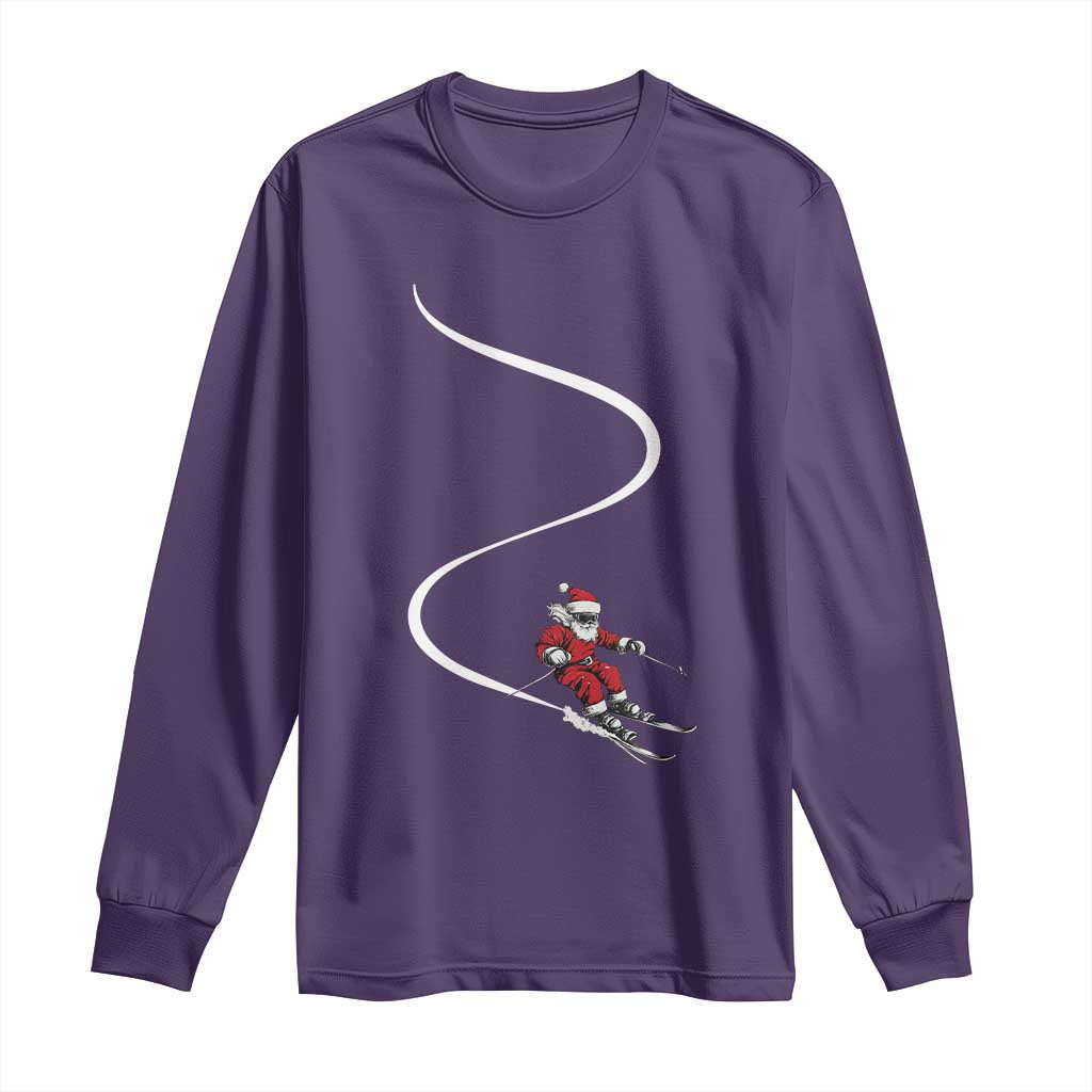 Skiing Santa Christmas Long Sleeve Shirt Retro Funny Ski Trip Freeride Freeski Winter Sports Skiers - Wonder Print Shop