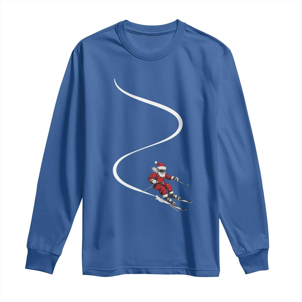 Skiing Santa Christmas Long Sleeve Shirt Retro Funny Ski Trip Freeride Freeski Winter Sports Skiers - Wonder Print Shop