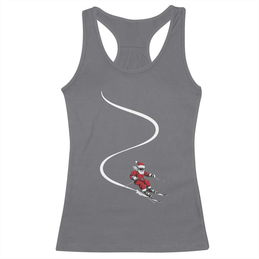 Skiing Santa Christmas Racerback Tank Top Retro Funny Ski Trip Freeride Freeski Winter Sports Skiers - Wonder Print Shop