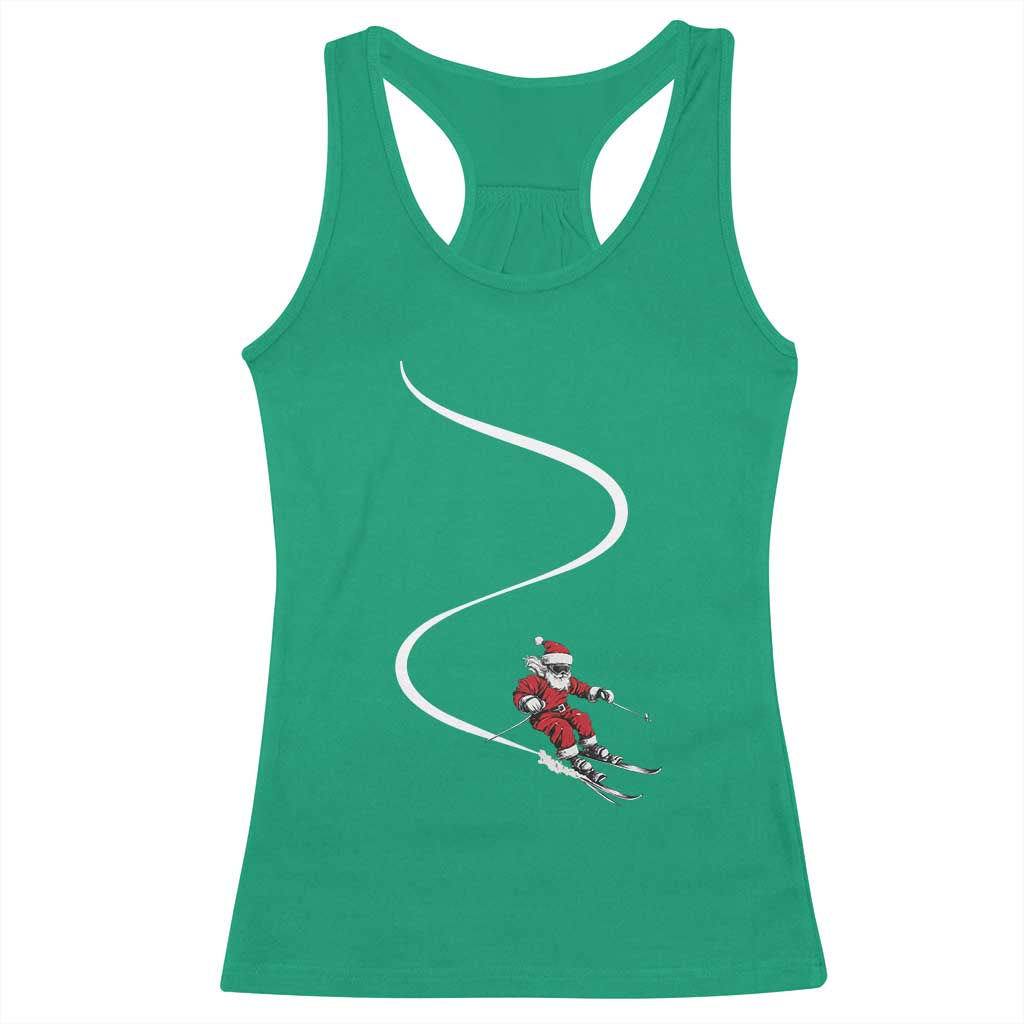 Skiing Santa Christmas Racerback Tank Top Retro Funny Ski Trip Freeride Freeski Winter Sports Skiers - Wonder Print Shop