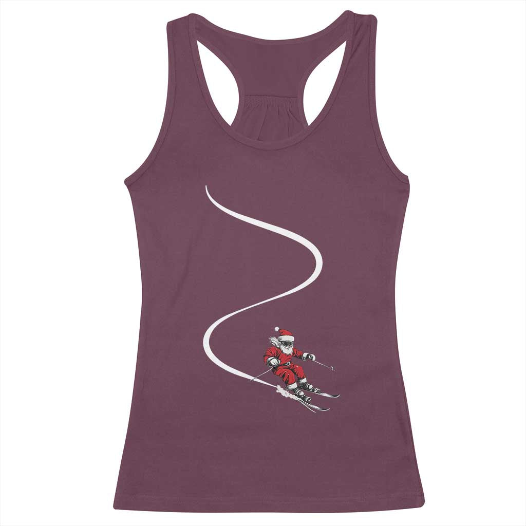 Skiing Santa Christmas Racerback Tank Top Retro Funny Ski Trip Freeride Freeski Winter Sports Skiers - Wonder Print Shop