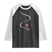 Skiing Santa Christmas Raglan Shirt Retro Funny Ski Trip Freeride Freeski Winter Sports Skiers - Wonder Print Shop