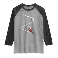Skiing Santa Christmas Raglan Shirt Retro Funny Ski Trip Freeride Freeski Winter Sports Skiers - Wonder Print Shop
