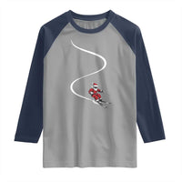Skiing Santa Christmas Raglan Shirt Retro Funny Ski Trip Freeride Freeski Winter Sports Skiers - Wonder Print Shop