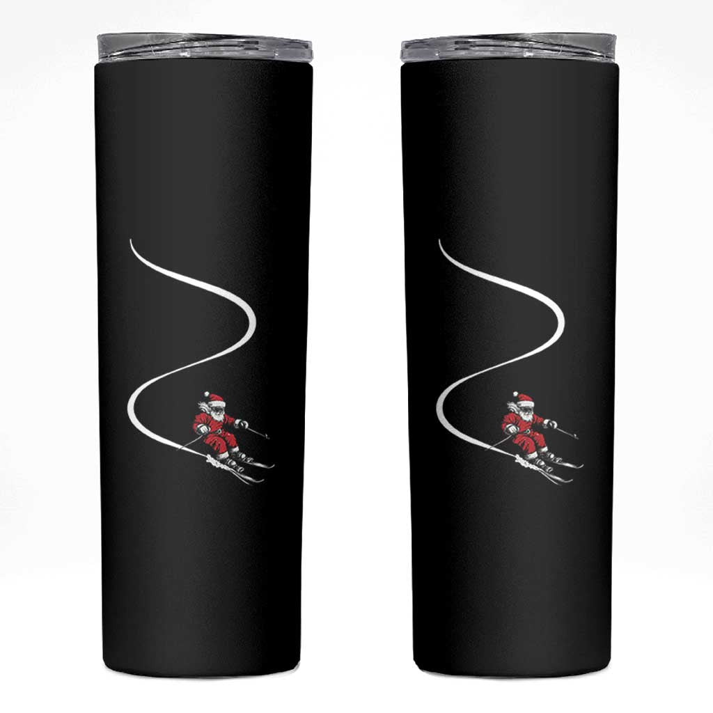 Skiing Santa Christmas Skinny Tumbler Retro Funny Ski Trip Freeride Freeski Winter Sports Skiers - Wonder Print Shop