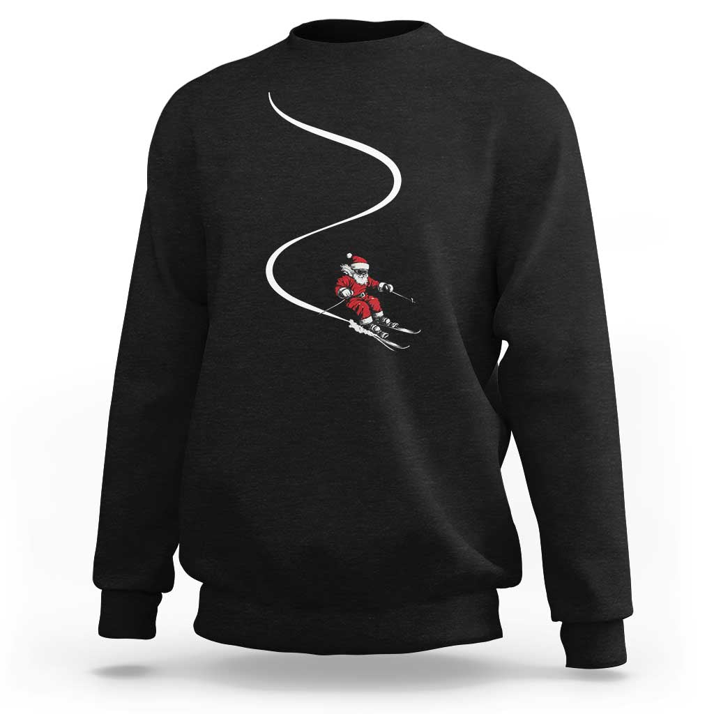 Skiing Santa Christmas Sweatshirt Retro Funny Ski Trip Freeride Freeski Winter Sports Skiers - Wonder Print Shop