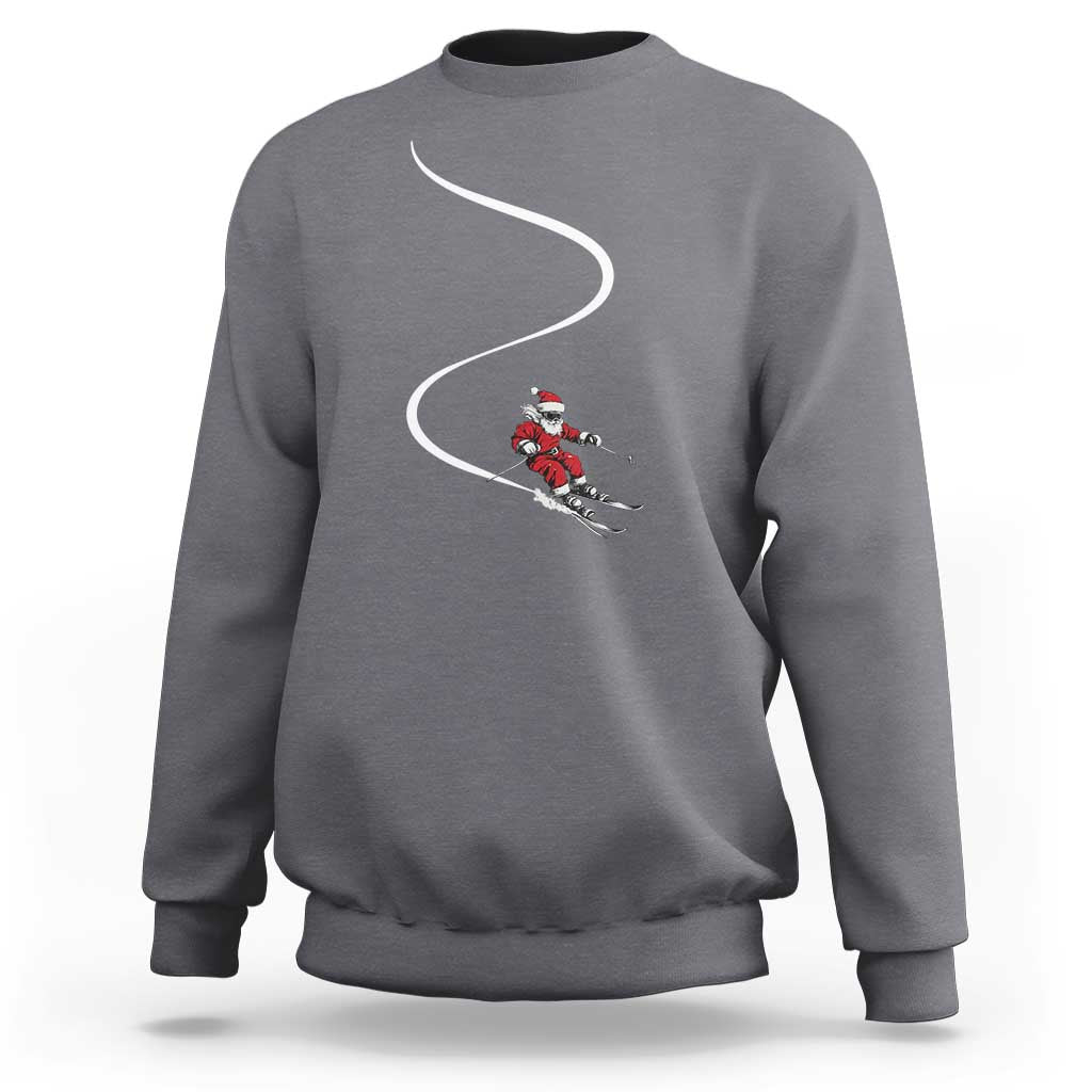 Skiing Santa Christmas Sweatshirt Retro Funny Ski Trip Freeride Freeski Winter Sports Skiers - Wonder Print Shop