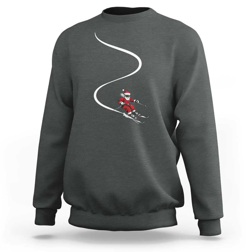 Skiing Santa Christmas Sweatshirt Retro Funny Ski Trip Freeride Freeski Winter Sports Skiers - Wonder Print Shop