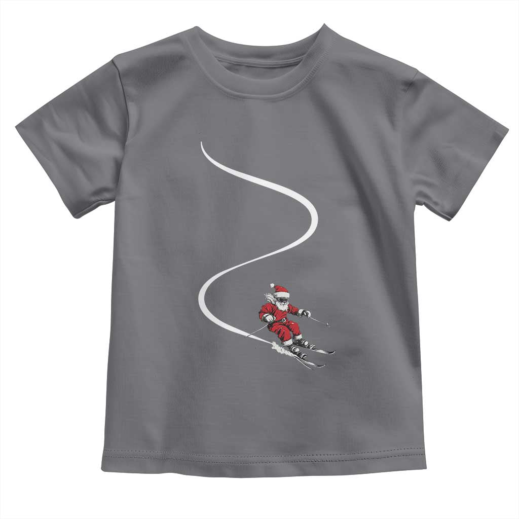 Skiing Santa Christmas Toddler T Shirt Retro Funny Ski Trip Freeride Freeski Winter Sports Skiers - Wonder Print Shop