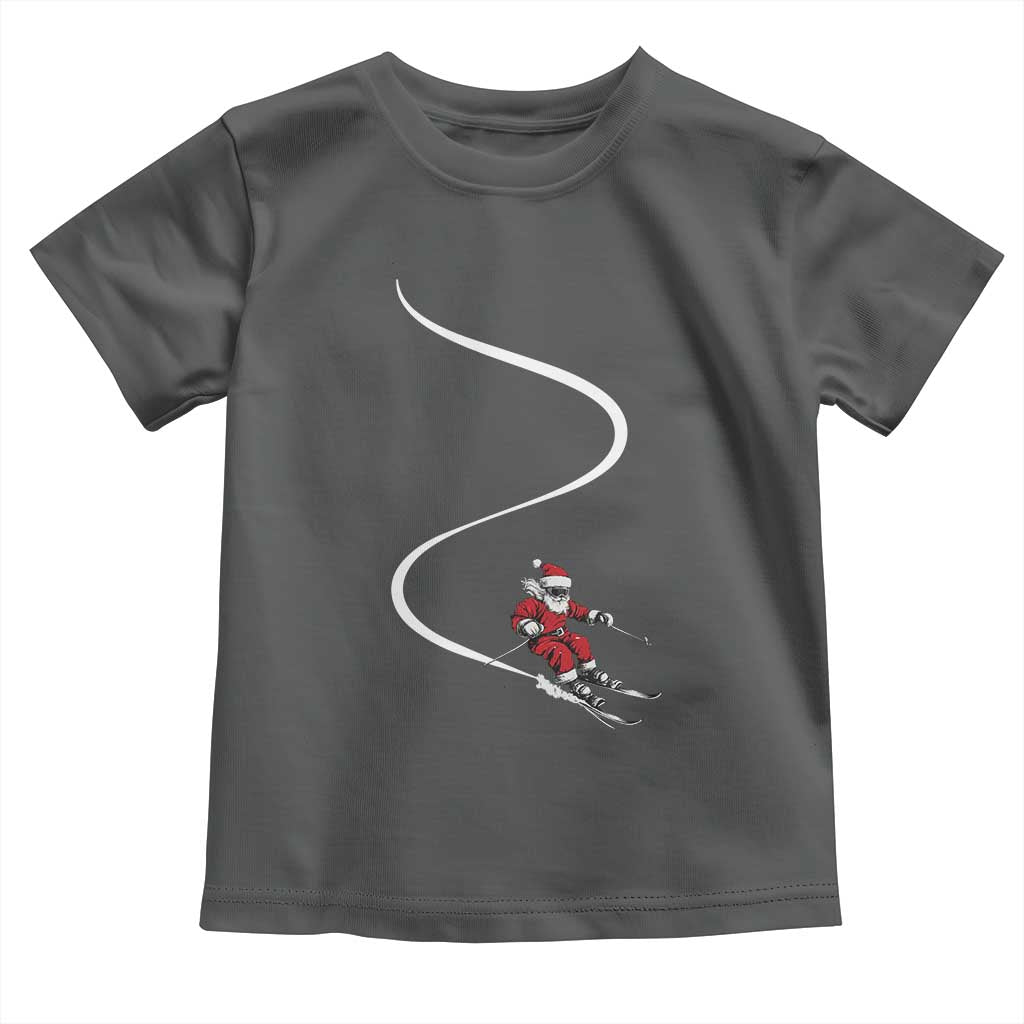 Skiing Santa Christmas Toddler T Shirt Retro Funny Ski Trip Freeride Freeski Winter Sports Skiers - Wonder Print Shop