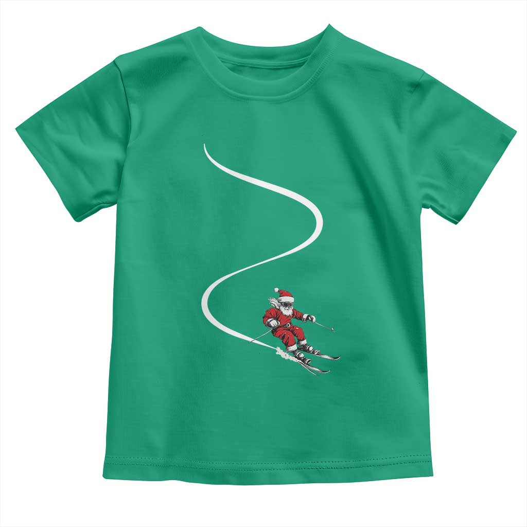 Skiing Santa Christmas Toddler T Shirt Retro Funny Ski Trip Freeride Freeski Winter Sports Skiers - Wonder Print Shop