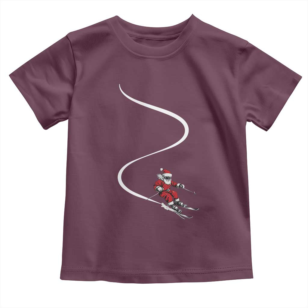 Skiing Santa Christmas Toddler T Shirt Retro Funny Ski Trip Freeride Freeski Winter Sports Skiers - Wonder Print Shop