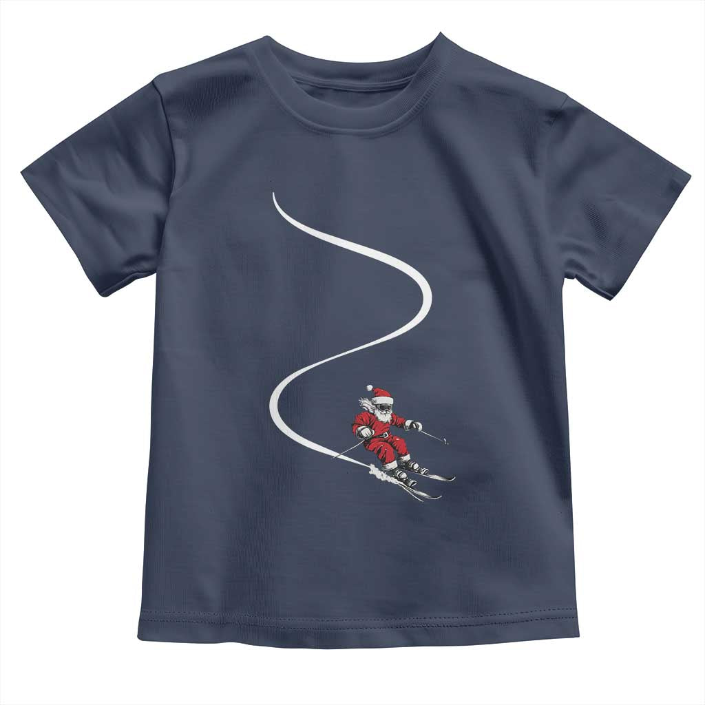 Skiing Santa Christmas Toddler T Shirt Retro Funny Ski Trip Freeride Freeski Winter Sports Skiers - Wonder Print Shop