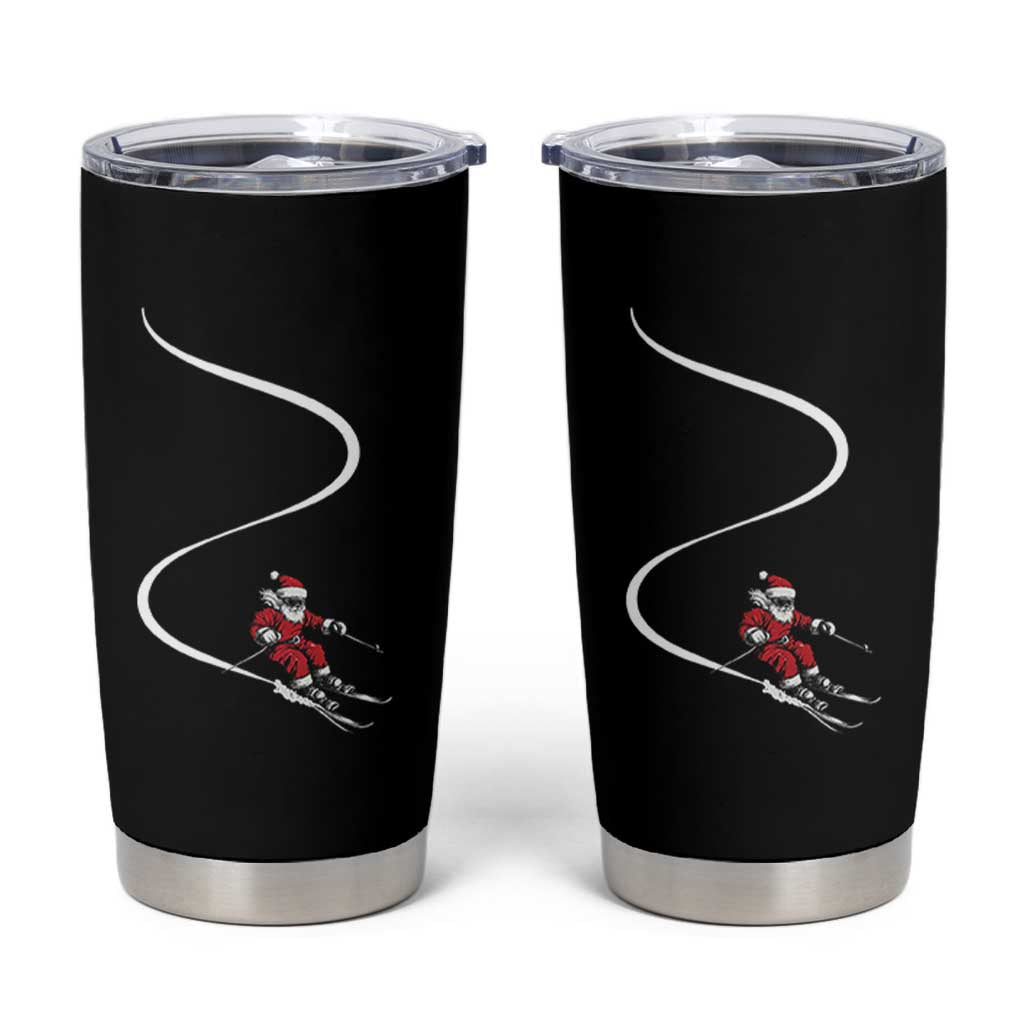 Skiing Santa Christmas Tumbler Cup Retro Funny Ski Trip Freeride Freeski Winter Sports Skiers - Wonder Print Shop