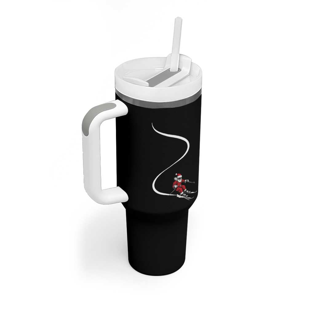 Skiing Santa Christmas Tumbler With Handle Retro Funny Ski Trip Freeride Freeski Winter Sports Skiers - Wonder Print Shop