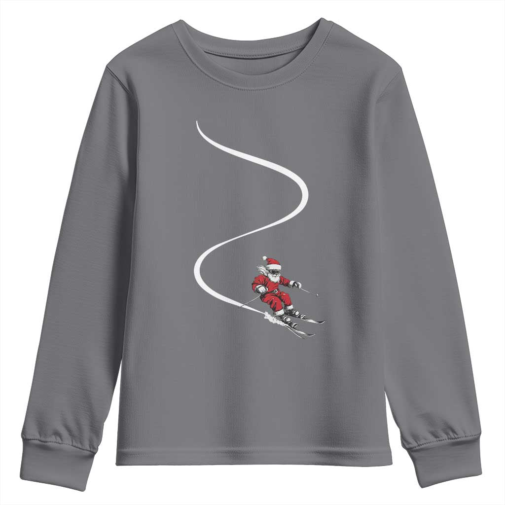 Skiing Santa Christmas Youth Sweatshirt Retro Funny Ski Trip Freeride Freeski Winter Sports Skiers - Wonder Print Shop