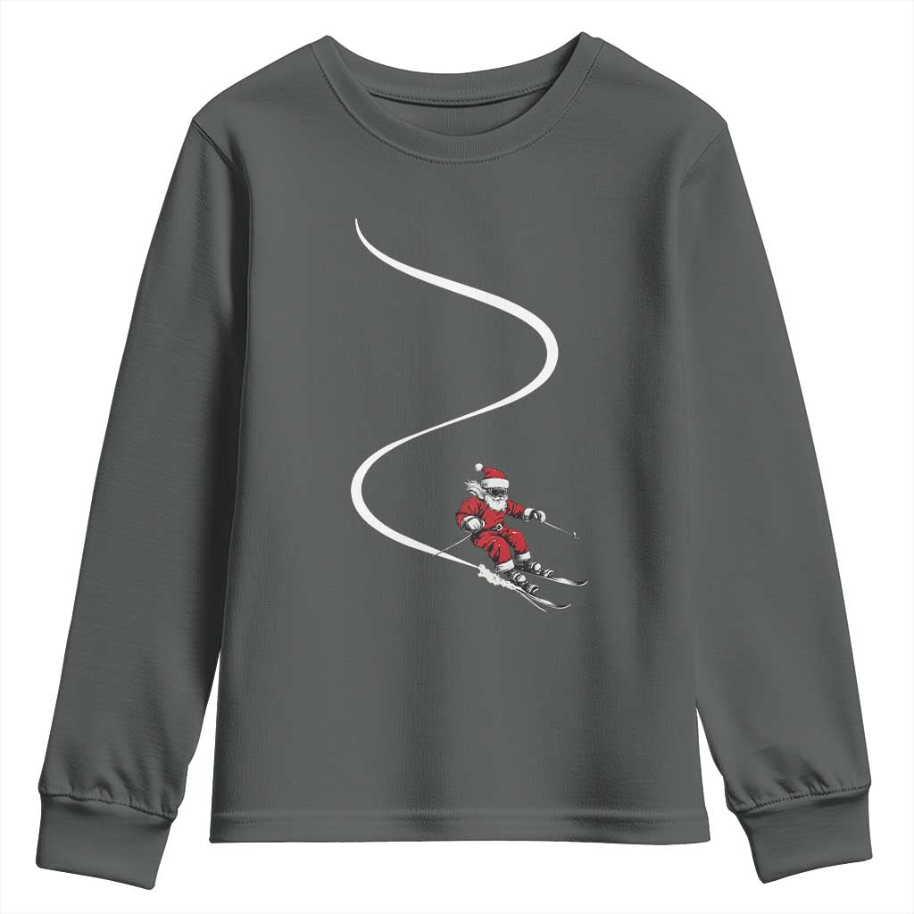 Skiing Santa Christmas Youth Sweatshirt Retro Funny Ski Trip Freeride Freeski Winter Sports Skiers - Wonder Print Shop