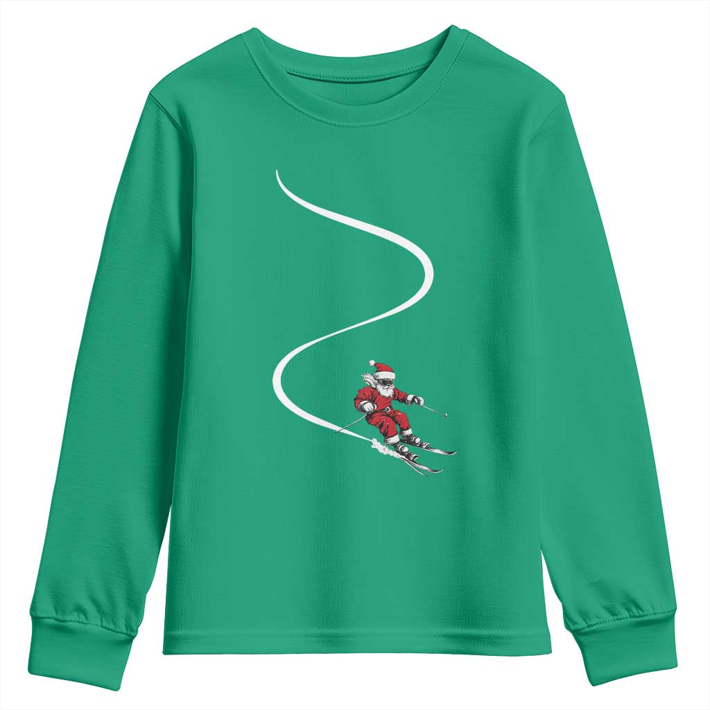 Skiing Santa Christmas Youth Sweatshirt Retro Funny Ski Trip Freeride Freeski Winter Sports Skiers - Wonder Print Shop